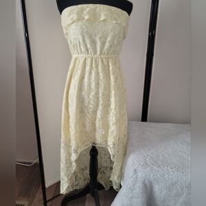 Yellow Lace Strapless Dress